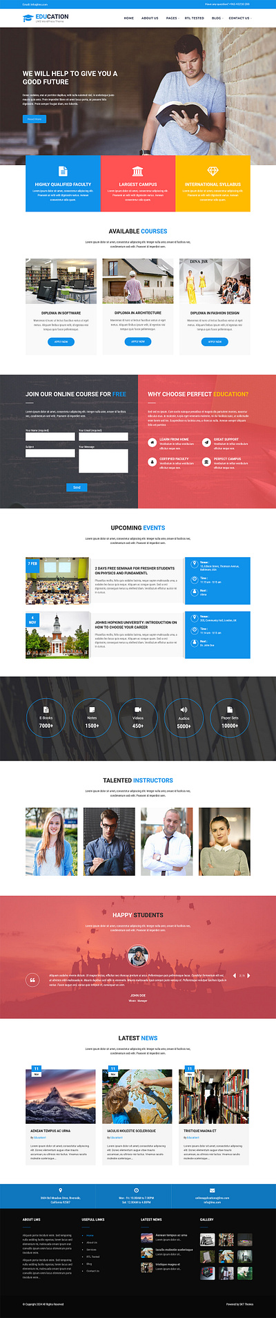 SKT Education Lite - Free School WordPress Theme education education design education website theme design website builder wordpress design wordpress development wordpress template wordpress theme