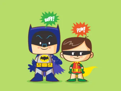 Lil BFFs - 66' Batman And Robin batman character design dc comics illustration robin vector