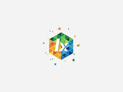 LX logo brand bright colorful colors explosion hexagon logo vector