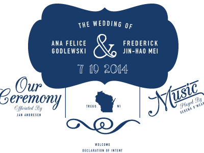 Frana Wedding Program blue typography wedding wedding program wisconsin