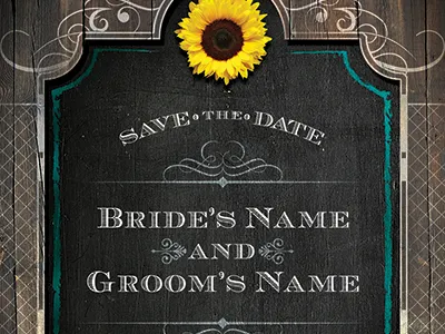 Western Save The Date Wedding Flyer Template barn blackboard bridal chalk chalkboard cowgirl distressed engaged engagement invitation marriage