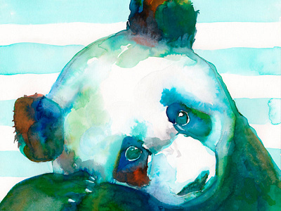 Watercolor panda animals baby bear children illustration jungle nursery art panda safari tender watercolor art