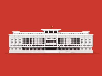 the Reunification Palace illustrator landmark saigon vietnam