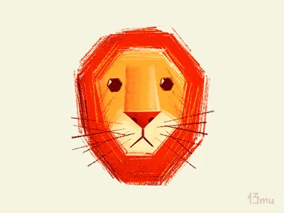 Sad lion 13mu illustration lion mustache orange sad stroke yellow