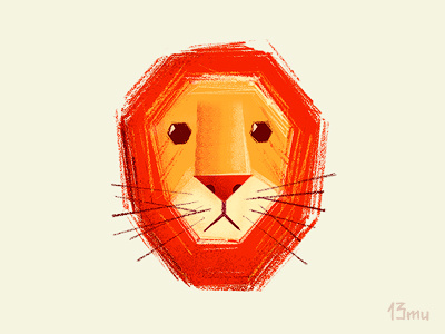 Sad lion 13mu illustration lion mustache orange sad stroke yellow