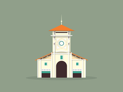 Ben Thanh Market illustrator landmark saigon vietnam