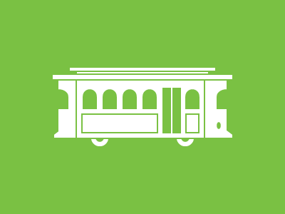 Trolley Icon green. san fransisco icon illustration trolley vehicle wheels