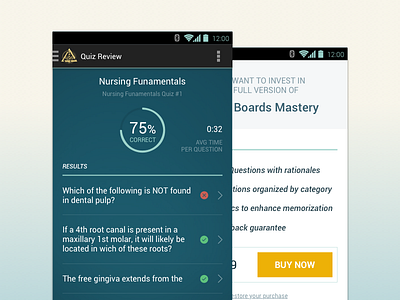 Android Results android button chart design icons list stats table upgrade ux