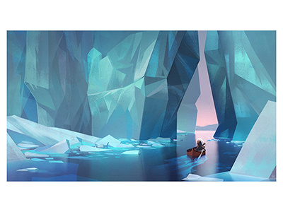 Iluq - Icebergs arctic canoe digital art digital painting ice iceberg illustration iluq inuit snow water