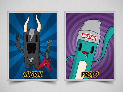 The Mostros | Digital Trading Cards for Figgu cards character collection digital draw figgu gradient guitar illustration spiral vector