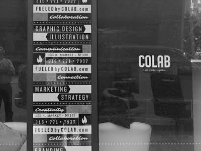 Colab Windows agency branding colab environmental glass pattern type typography vinyl window