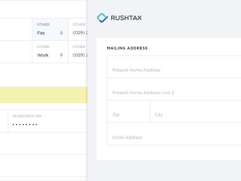 RushTax Float Form animation buditanrim float form form gif html interaction minimal simple ui ux web