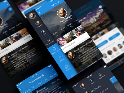 Social App UI app ios photos profile sidebar social ui ux