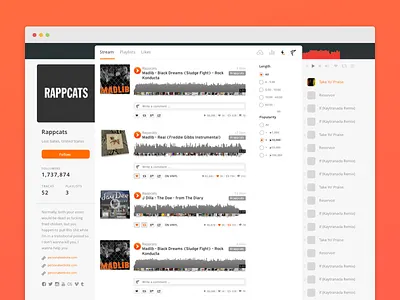 [WIP] Soundcloud's Client client filtering flat music player queue soundcloud ui wip