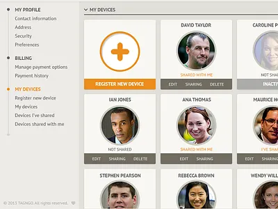 Driver cards card driver gray orange web app