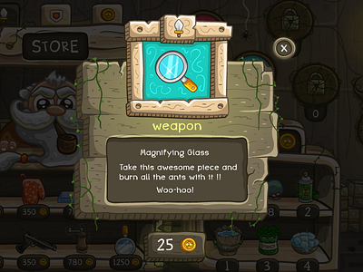 Buggy Bug - Store & Stash - Buy window 2d art bug buggy buy game mobile stash store ui weapon window