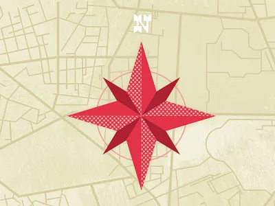 Münchner Bierinseln - munich beer islands compass illustration island map texture