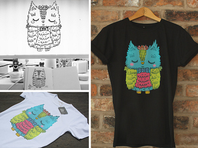 Owl sketch and t-shirt cartoon character cute design doodle illustration mockup owl sketch tee tshirt