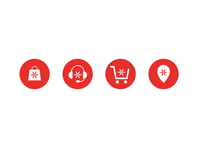 Bloom Online Store Icons call centre cart icon location red shopping