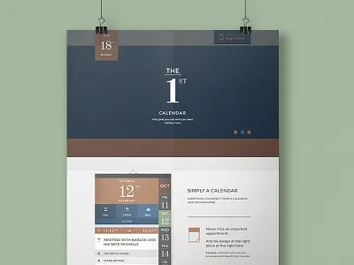 The First Calendar Website app calendar flat interface mockup ui website