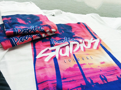 pooliestudios 80s t-shirt 80s beach logo miami neon poolie pooliestudios retro shirt sunset type vice