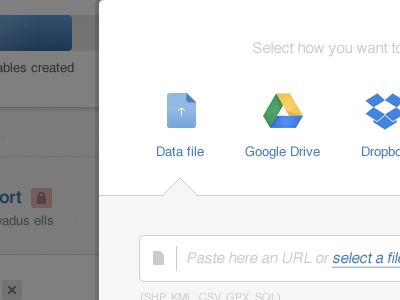 Data import modal window file icon light modal