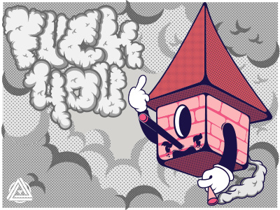 Fuck You cartoon characterdesign house illustration vector weed