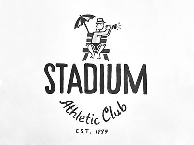Stadium Club black and white character club drawing hand hand lettering ink lettering logo script sports typography