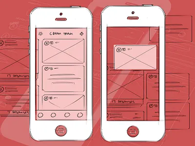 Rough Sketches app design feed ios iphone sketch ui wireframe wires