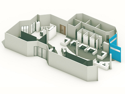 Office Floor Plan 3d architecture c4d cinema 4d floor plan model office render