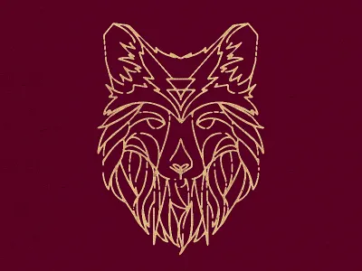 Fox fox hand done illustration line line work plum red yellow