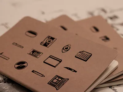 Screen Printed Booklets brand identity branding design graphic design graphics iconography icons moleskin personal branding screen printing self branding