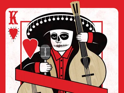 Suicide King card day of the dead día de muertos gig poster suicide king