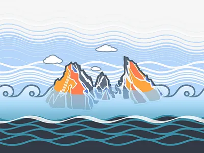 Rocks & Ocean finalized deep digital art disaster flood illustration mountain ocean rocks sea storry sun vector