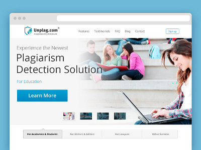 First Shot checker clean interface landing minimal plagiarism ui unplag web design