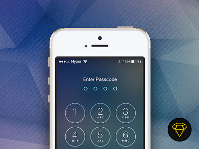 iOS 7 Lock + Passcode screen .sketch dial ios7 lock lockscreen login numbers pad passcode sketch
