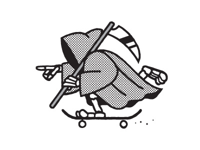 Ride Fast, Live Long illustration reaper skateboarding vector