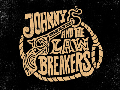 Johnny and the Lawbreakers band cowboy drawn gun hand drawn illustration type western