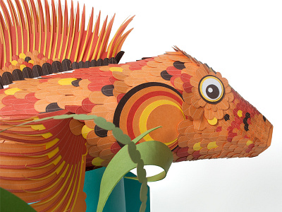 Dribbblefish2 fish french paper illustration koi paper sculpture