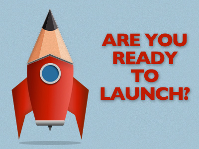 Rocket blue launch red rocket
