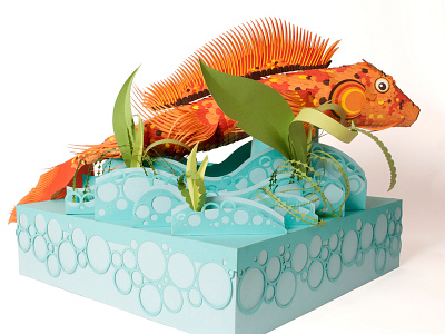 Paperfish fish french paper goldfish illustration paper sculpture