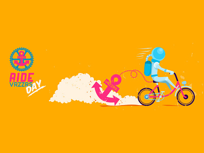 Ride Event poster anchor astronaut bici bike illustrator italy retro ride sea vector