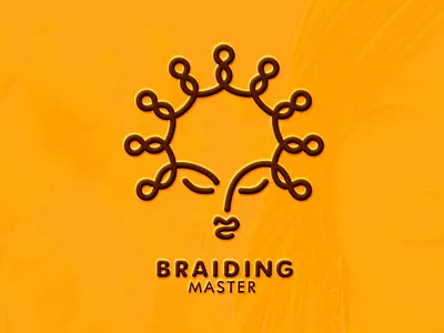 Braiding master logo braiding face hair identity logo stylist
