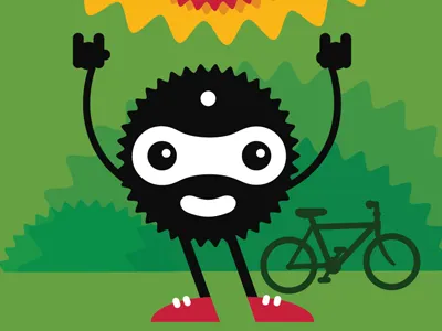 Dr. Sprock animation bike cartoon character comic cute cycling mascot vector