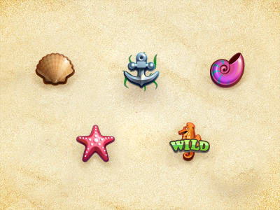 Sea symbols anchor icon sea star shell slots