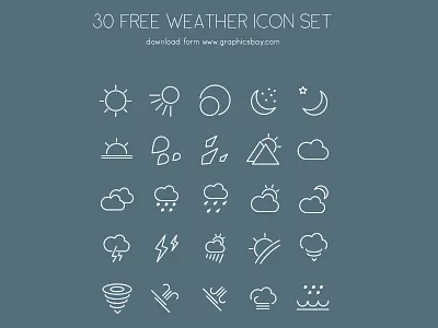 Free vector weather icons ai icons free icons freebie icon set psd icons outline icons psd icons vector icons weather icons
