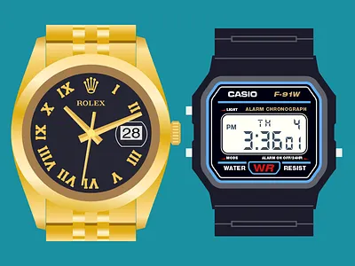 ROLEX CASIO bling casio clean gold numbers retro rolex time vector watches