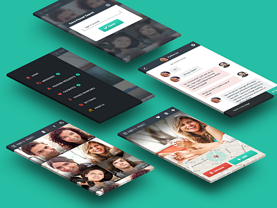 android app android app button chat flat icons map menu modal search swipe