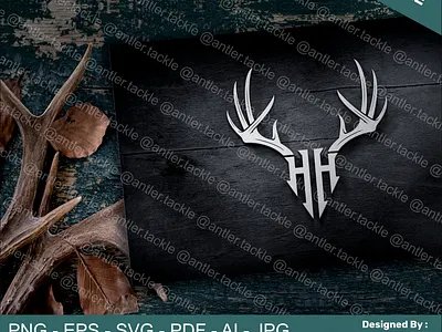 HH Letter Deer Antler Hunting Logo deer antler logo deer logo hh letter logo hunting logo