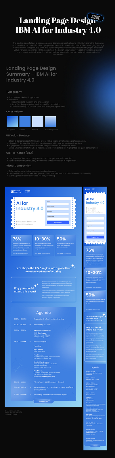 IBM AI for Industry 4.0 - Landing Page Design branding design event design graphic design landing landing page ui